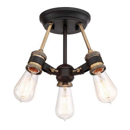 Designers Fountain 13in Miles 3-Light Vintage Bronze Interior Ceiling Light Semi Flush Mount 91011-VB